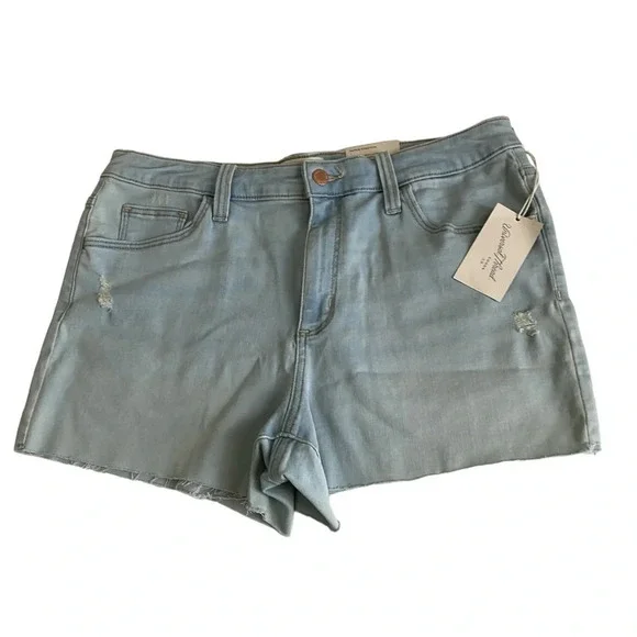Universal Thread Vintage Super Stretch Denim Jean Midi Shorts Light Wash Size 14 - Picture 2 of 8